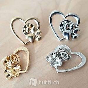 Pfoten Herz Pins/Bröschli Geschenk Jdee Für Tierfreund NEU