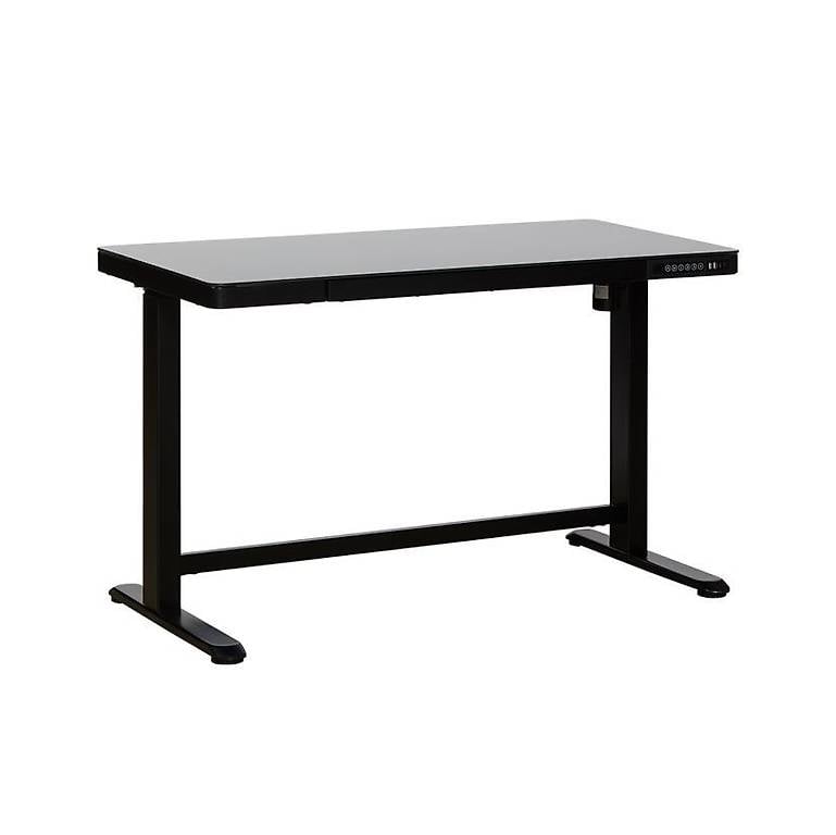 CONTINI höhenverstellbarer Bürotisch 120 x 60cm schwarz Glas