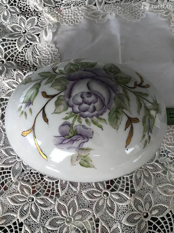 Gr ovales Porzellanei 14 x10 cm handgemalt