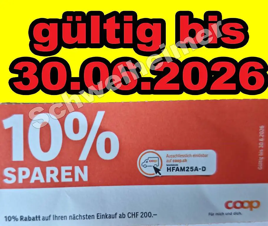 10% Rabatt bei Coop online ab Fr. 200.--