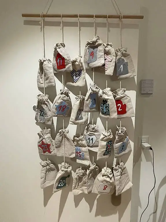 Adventskalender Stoffbeutel Weihnachten DIY 24 Stück