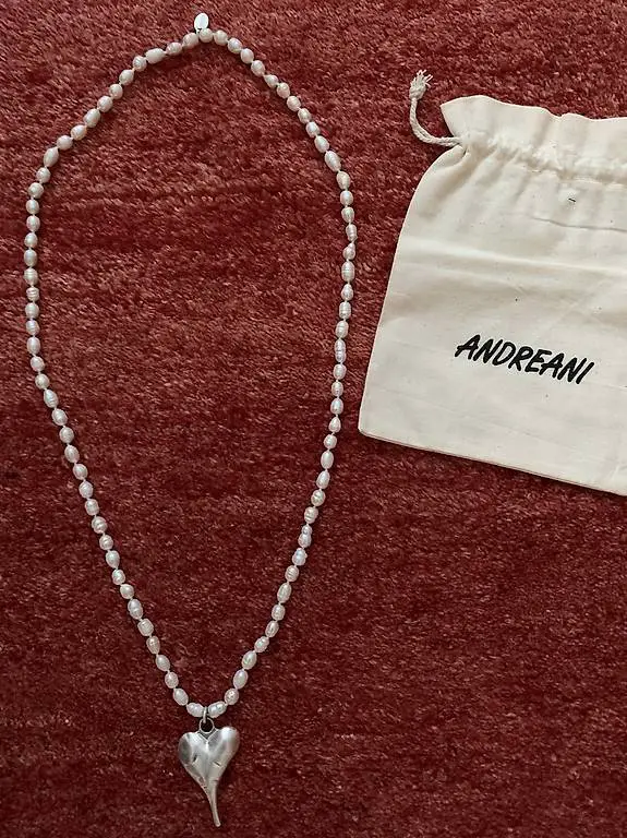 Süsswasserperlen Halskette mit Herzanhänger
