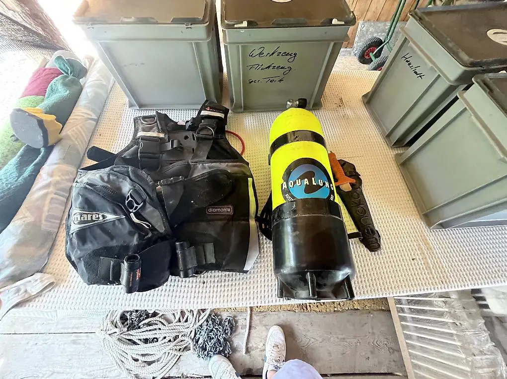 Tauchausrütung Flasche / Messer / Weste