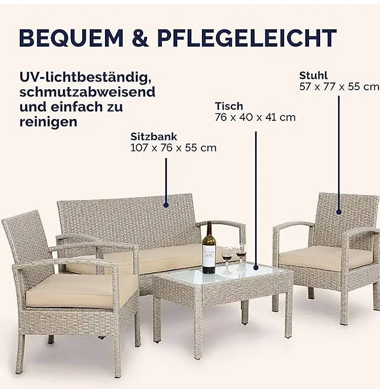 Gartenmöbel Set Wetterfest 4 Personen Outdoor inkl. Auflagen