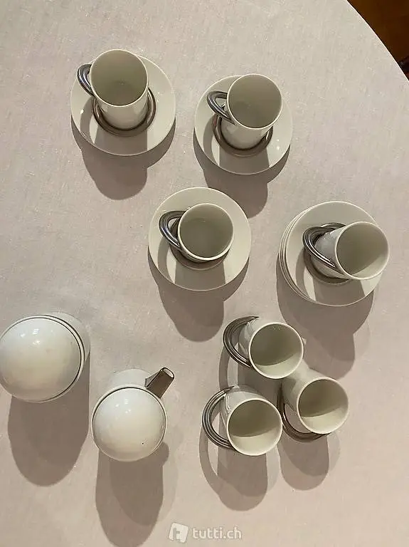 Rosenthal Cupola Espresso-/Mokkatassen, weissgoldvergoldet