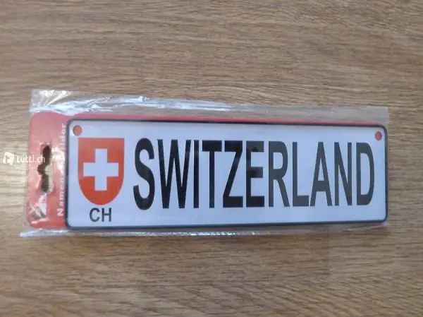 Targa decorativa in metallo "Switzerland"
