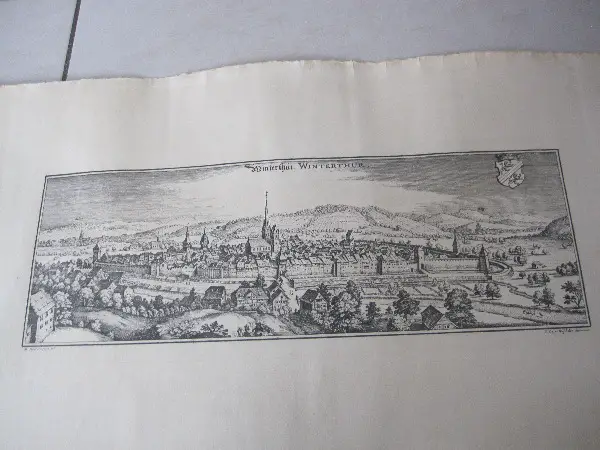 Reproduktion eines Merian Kupferstichs "Winterthur"