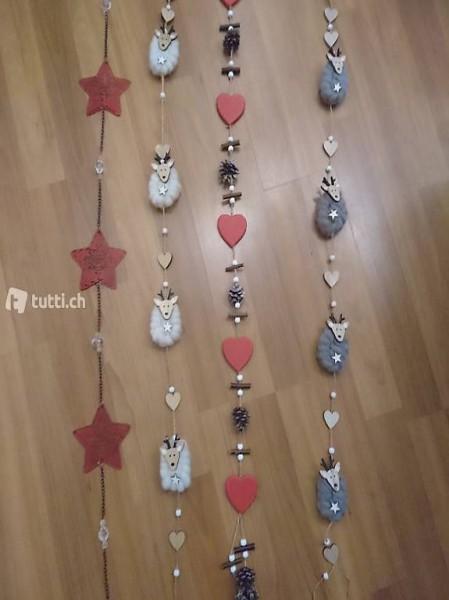 Weihnachtsdekoration / Girlande Herz Stern Rentier