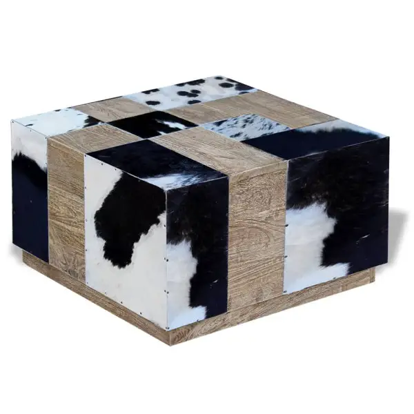 Couchtisch Echtes Rindsleder 60x60x36 cm