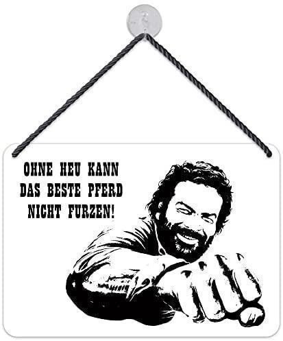 Metallschild-Bud Spencer-Ohne Heu kann