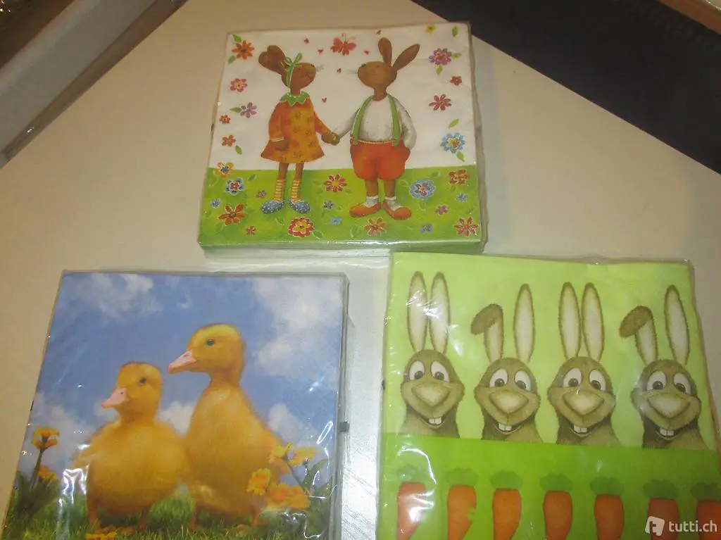 SERVIETTEN 3er-SET für Ostern Tischdeko oder zum BASTEL-Toll