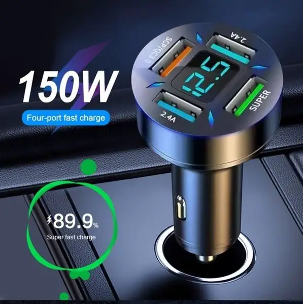 Auto-Schnellladegerät, 22,5-W, 4 USB-Anschlüsse