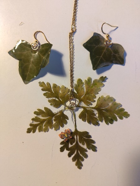 Naturschmuckset, Halskette und Ohrringe