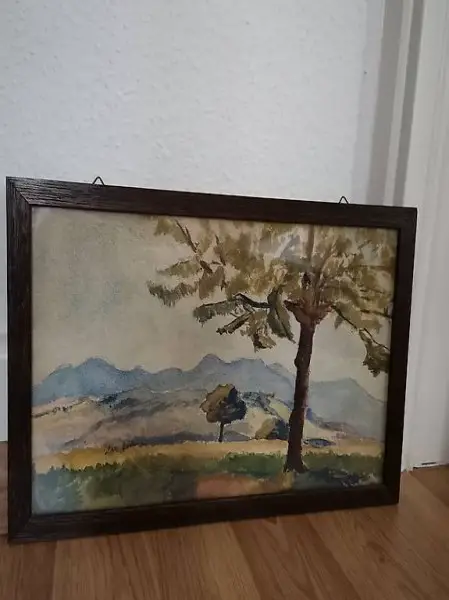 Bild gemalt, das mittelland mit Bergen