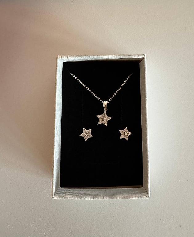 Schmuckset Halskette + Ohrringe Sternoptik