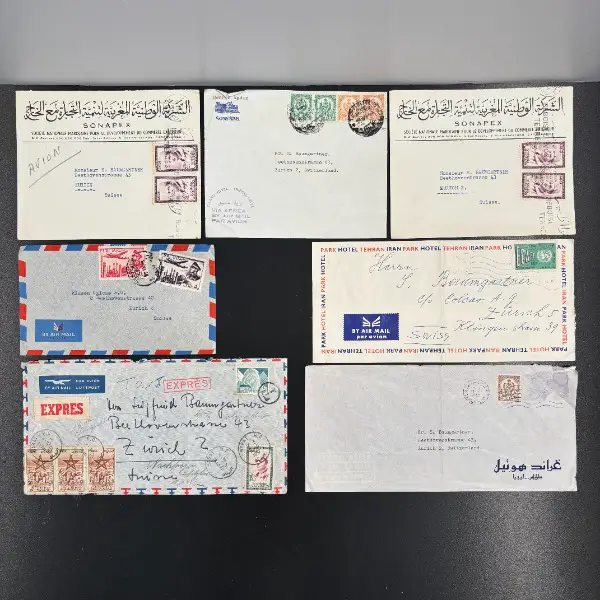 rar: couvert briefmarken iran persien maroko lybien luftpost