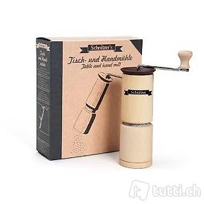 Getreidemühle Tisch und Handmühle. Tolle Geschenkidee