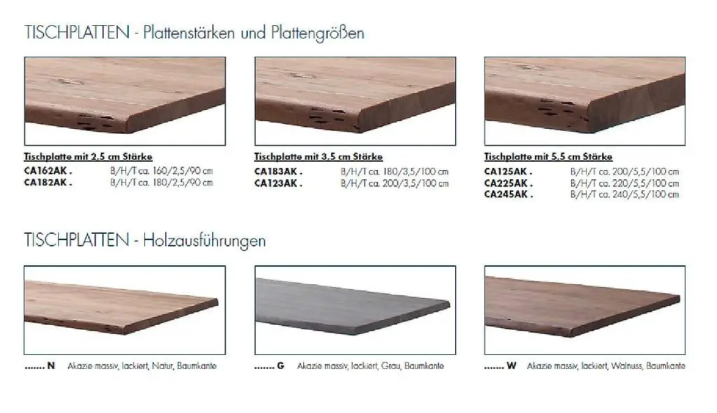 FSC Tischplatte 5,5 mit Baumkante 220/100 cm