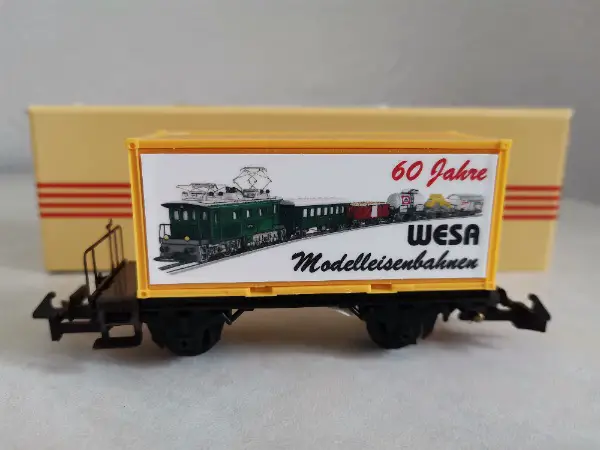 WESA Containerwagen 60 Jahre WESA gelb, mit Schachtel