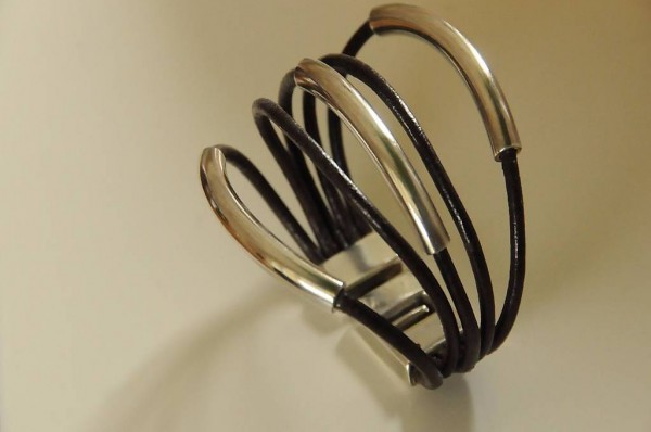 Lederarmband braun mit 925 massiv solide Sterling Silber