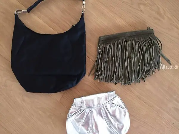 Silber, grüne Fransen Clutch, schwarze Tasche