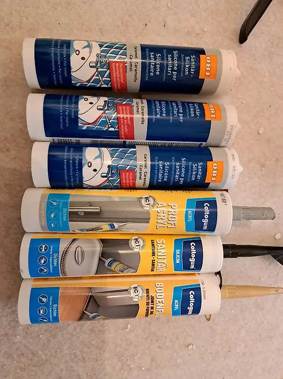 Silikon + Kartuschenpresse mit div. Farben Dichtmasse