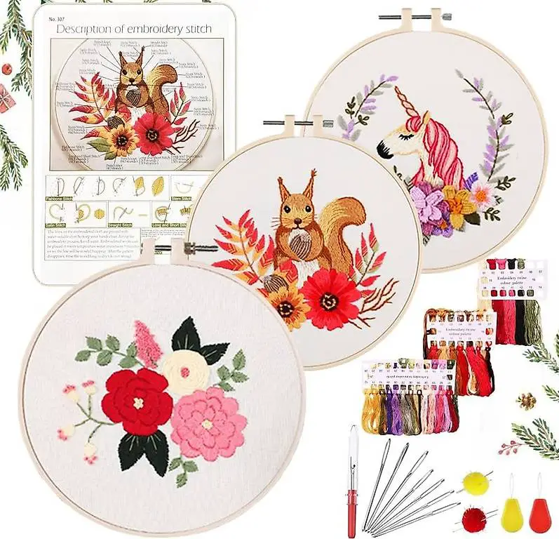 Orange Stickerei-Set für Einsteiger, 21-teilig