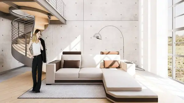  SOFA POLSTER STOFF ECKSOFA GARNITUR LEDER TEXTIL SOFAS