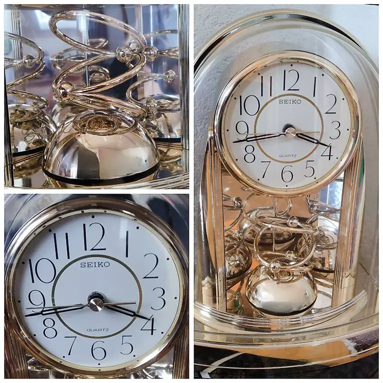 Seiko Quarz (Batterie) Standuhr dekorativ rotierender Pendel