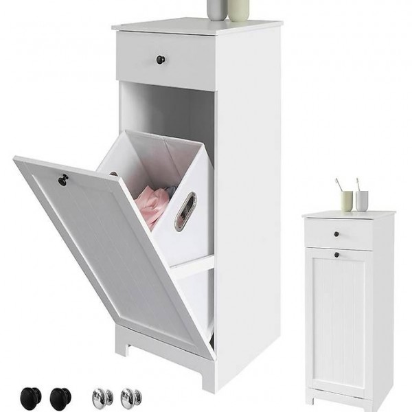  Wäscheschrank mit Wäschesack Wäschesammler Wäschekorb Weiss