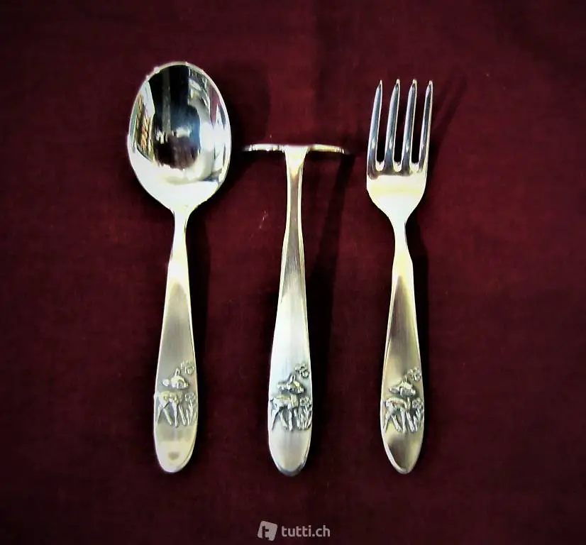  Bambi Babybesteck 3 teilig 90 Gramm versilbert