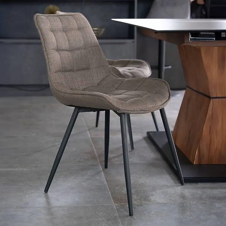 Polsterstuhl Esszimmer 2er Set ARIS? Webstoff Grau / Braun