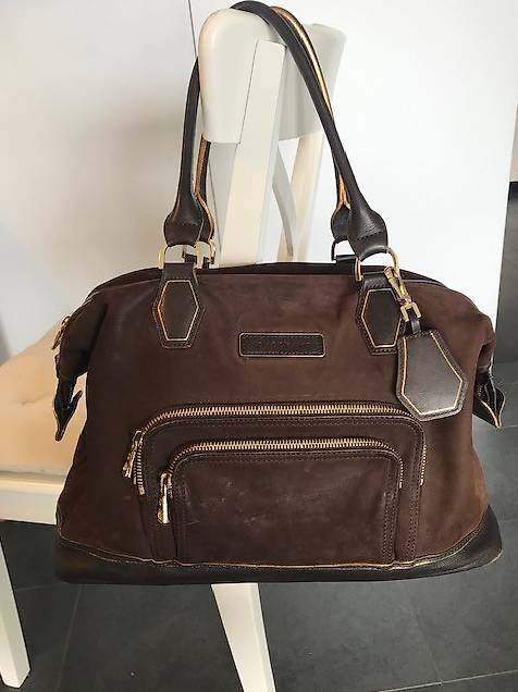 Braune Velour Longchamp Tasche