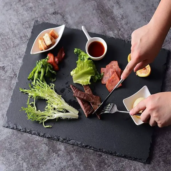  4-teilig Set Schieferplatte Käseplatte 40 x 30 cm