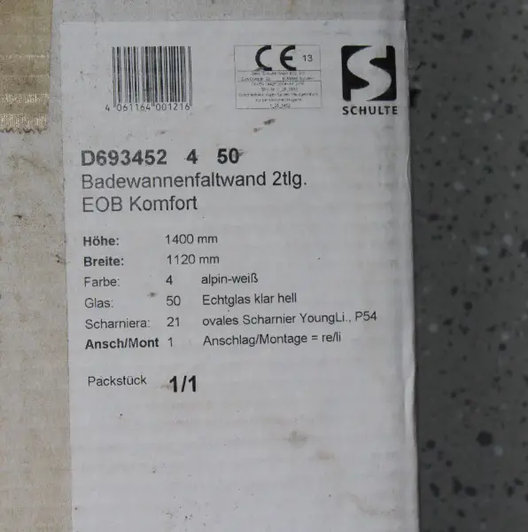 Schulte Faltwand für Badewanne, Duschwand für Badewanne