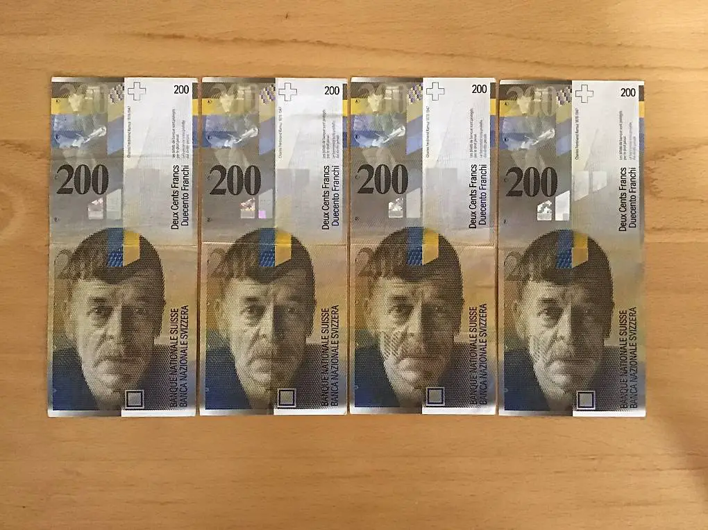 Banknote Schweiz 200 Franken Francs Serie 8 Ramuz