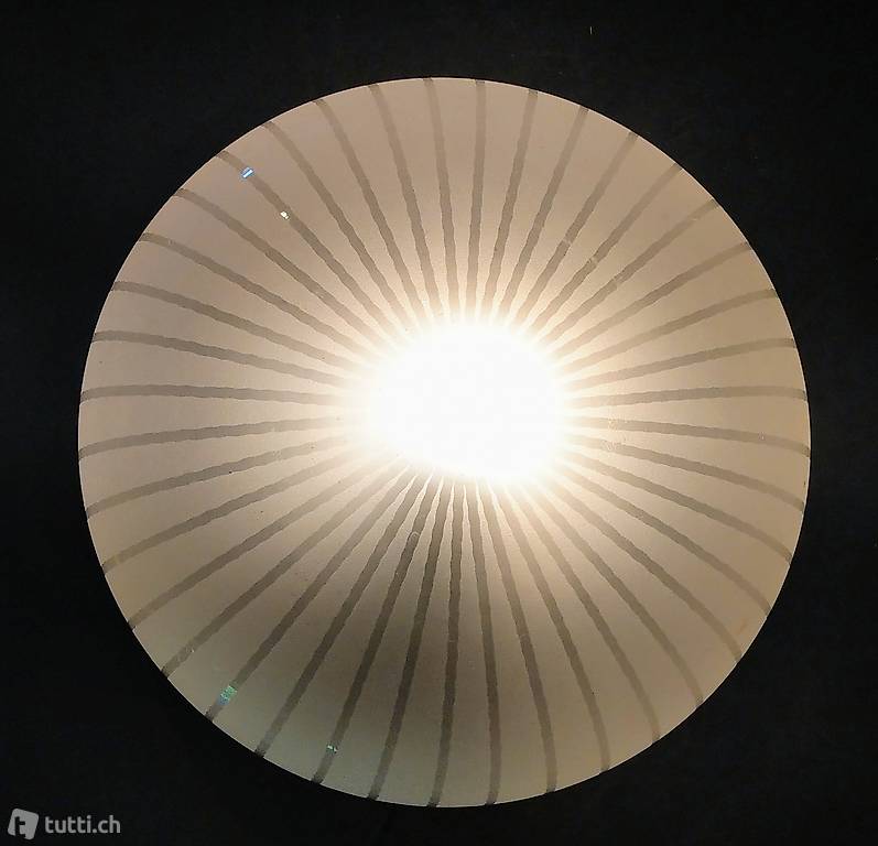  mattgeätzte Strahlen-Deckenleuche modernistisch um 1950