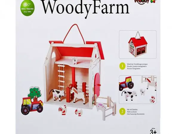  Holzspielzeug Woody, Bauernhof mit Zubehör