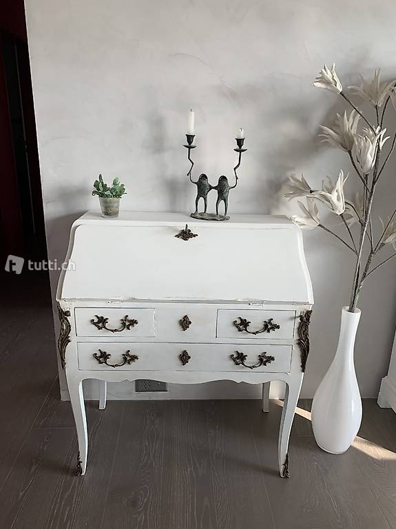Antik Sekretär weiss barock Messingapplikationen shabby chic