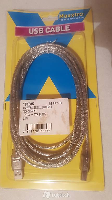 Maxxtro USB 3,0 Kabel Typ A-B, silber