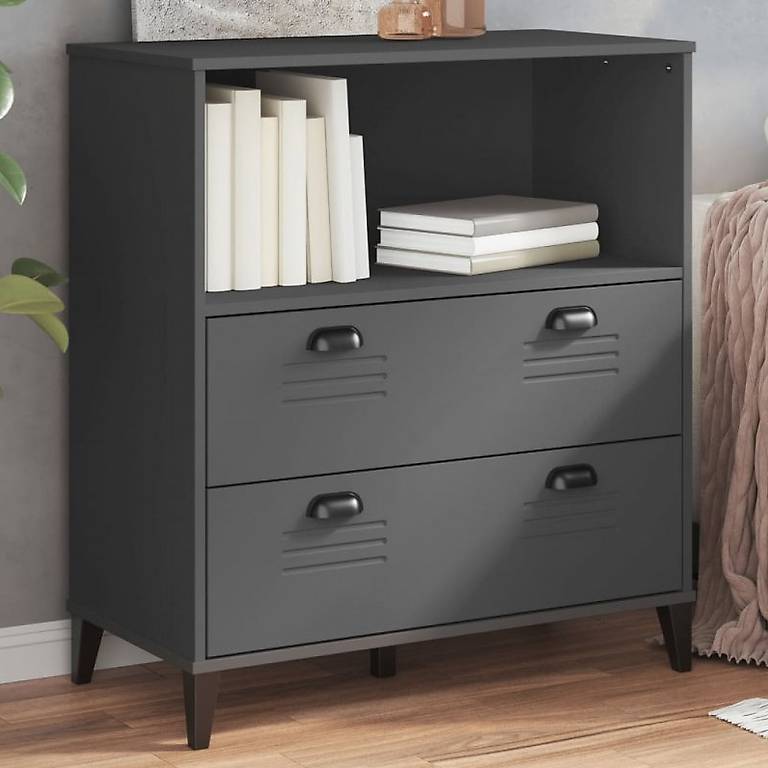 Bücherschrank VIKEN Anthrazit 80x40x90 cm Holzwerkstoff