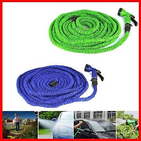 23m Flexibler Gartenschlauch blau + Düse