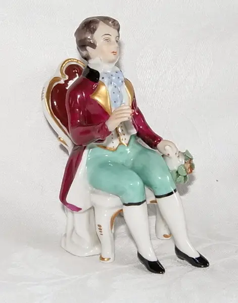 Porzellanfigur - Höfling mit Blumenstrauss, F.Wessel