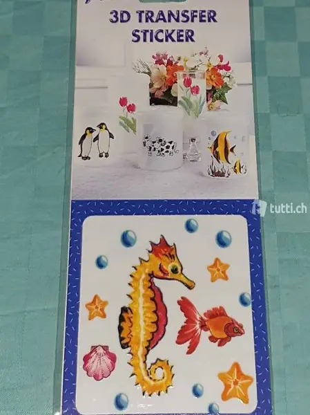  3D TRANSFER STICKER Sticker Aufkleber Seepferd Seepferdchen