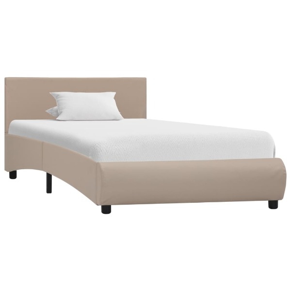  Bettgestell mit LED Cappuccino-Braun Kunstleder 100 x 200 cm