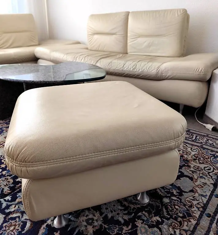 Echtledersofas und Hocker 3 teilig (3er-/2er-/Hocker)