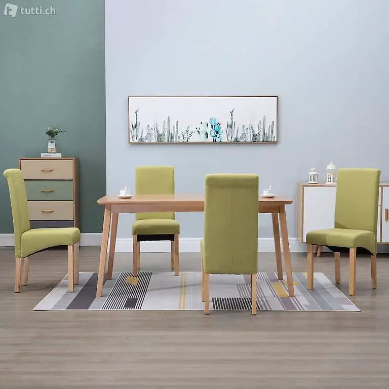  Esszimmerstühle 4 Stk. Grün Stoff 030