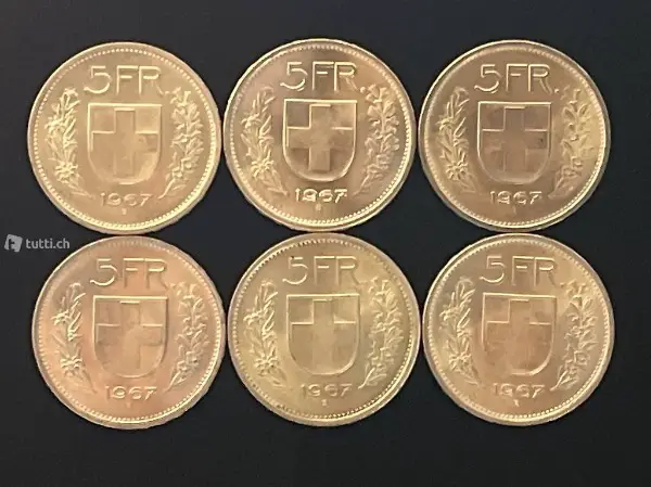 Silbermünzen 6* 5 Franken