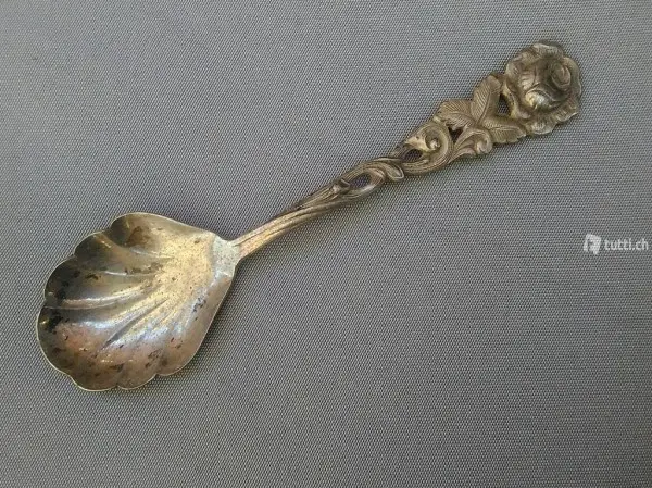 Kaffee-Löffel, alt, versilbert, gestempelt