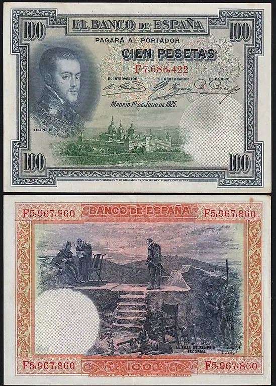 Banknote Spanien 100 Pesetas 1925